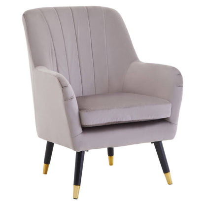 Loretta Velvet Scalloped Armchair In Mink