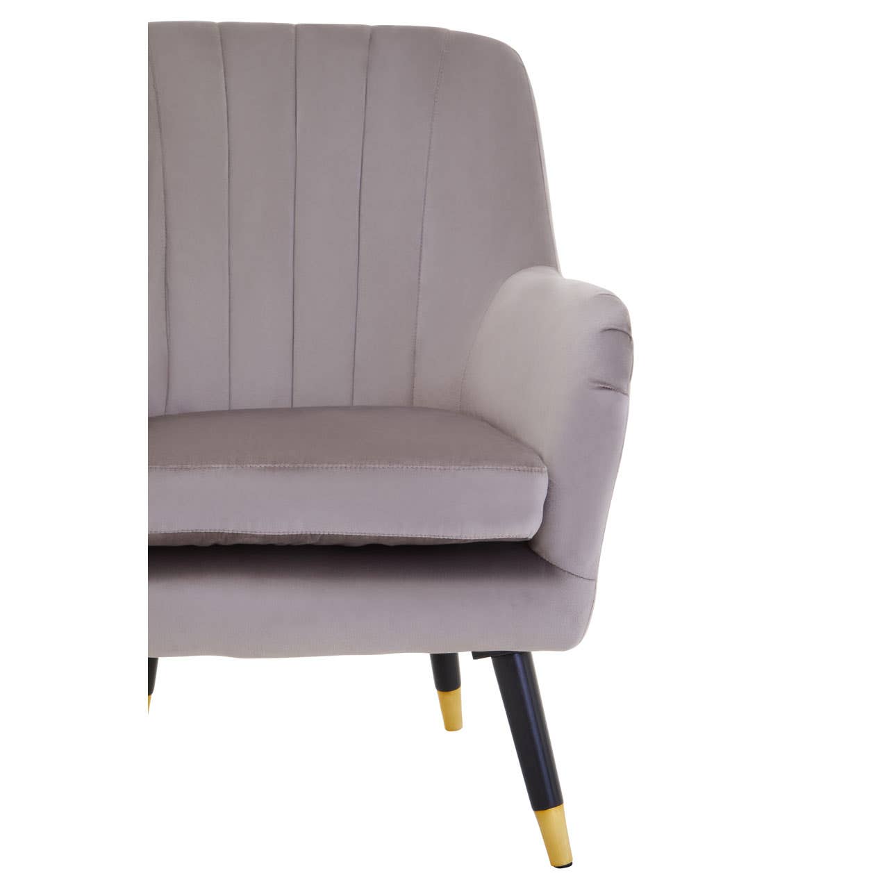 Loretta Velvet Scalloped Armchair In Mink