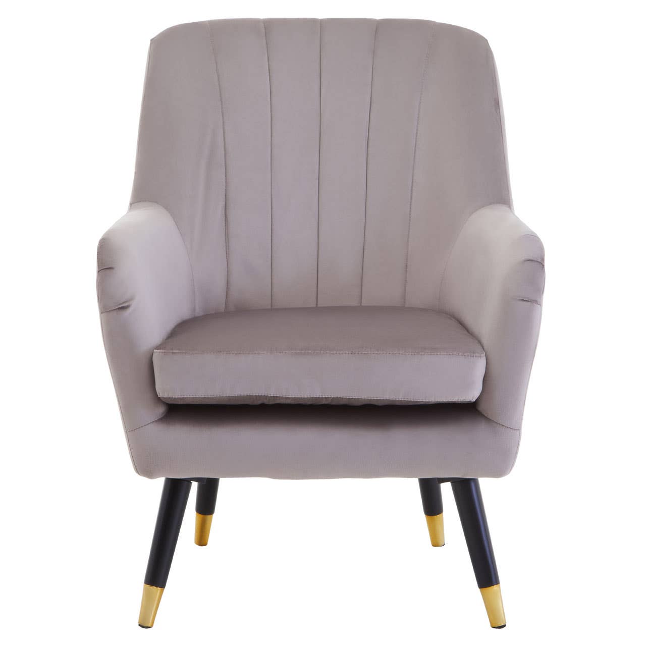 Loretta Velvet Scalloped Armchair In Mink