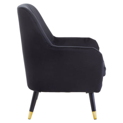 Loretta Velvet Scalloped Armchair In Black