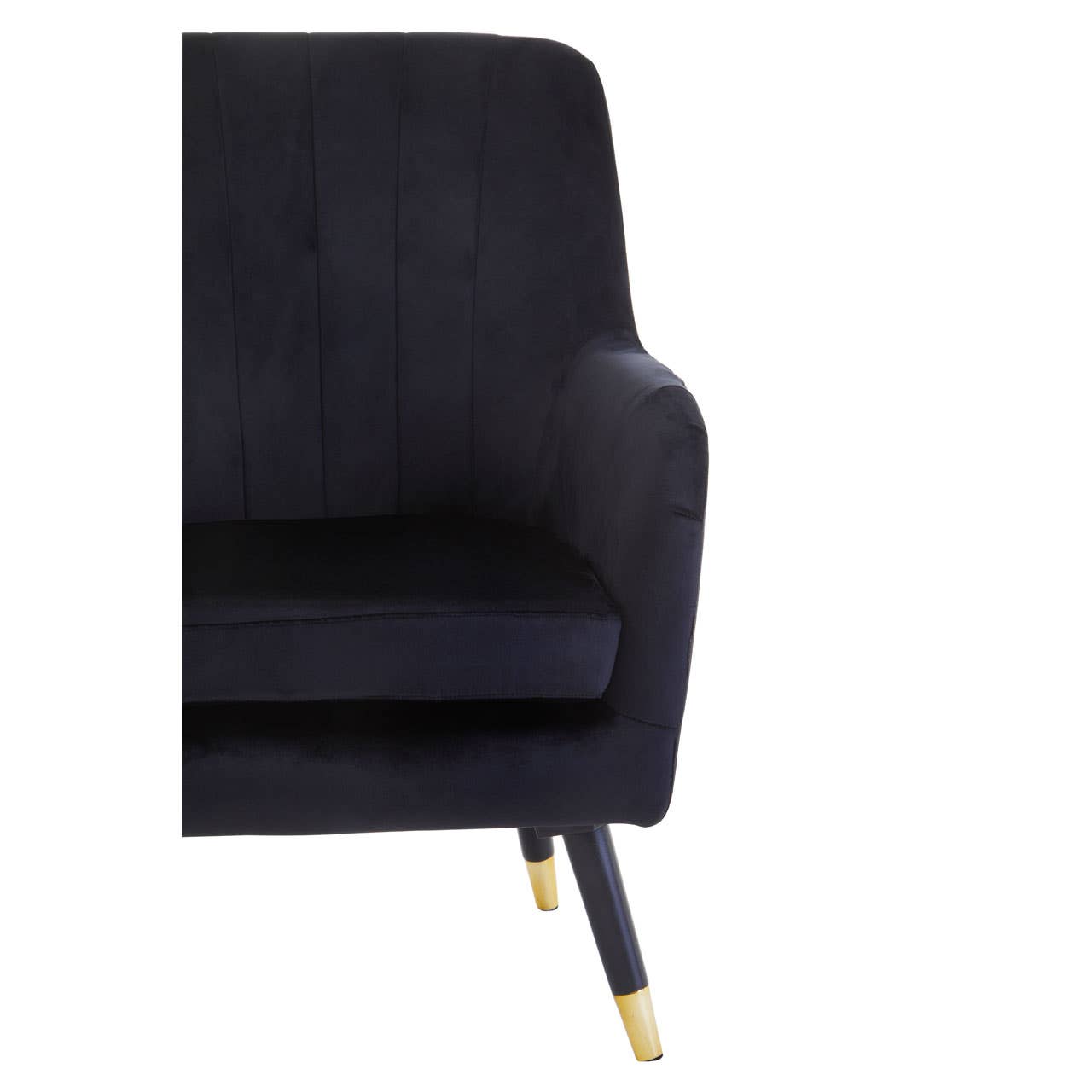 Loretta Velvet Scalloped Armchair In Black