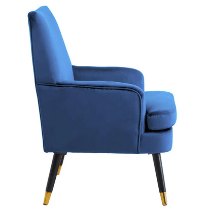Loretta Velvet Armchair In Midnight Blue With Black Wood Legs
