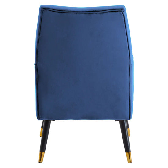 Loretta Velvet Armchair In Midnight Blue With Black Wood Legs