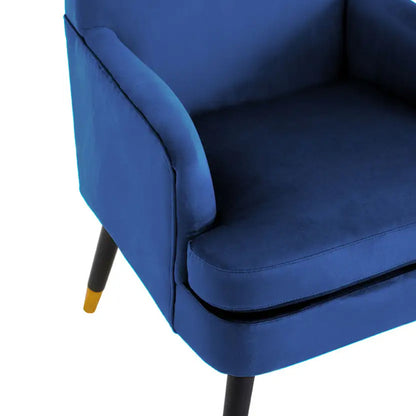 Loretta Velvet Armchair In Midnight Blue With Black Wood Legs