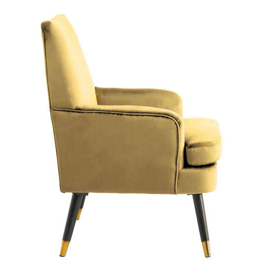Loretta Velvet Armchair In Pistachio With Black Wood Legs