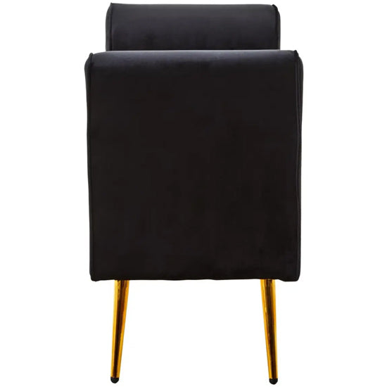 Loretta Velvet Storage Seating Bench In Black With Gold Finish Legs