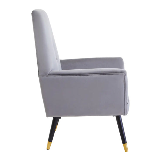 Loretta Velvet Button Detail Bedroom Chair In Grey