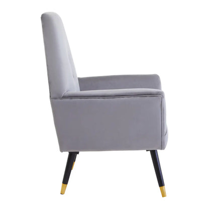 Loretta Velvet Button Detail Bedroom Chair In Grey