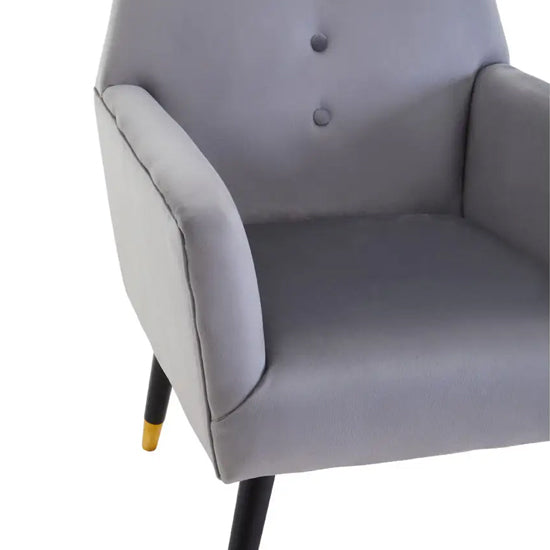 Loretta Velvet Button Detail Bedroom Chair In Grey