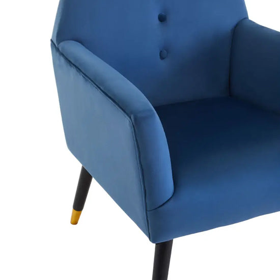 Loretta Velvet Button Detail Bedroom Chair In Midnight Blue