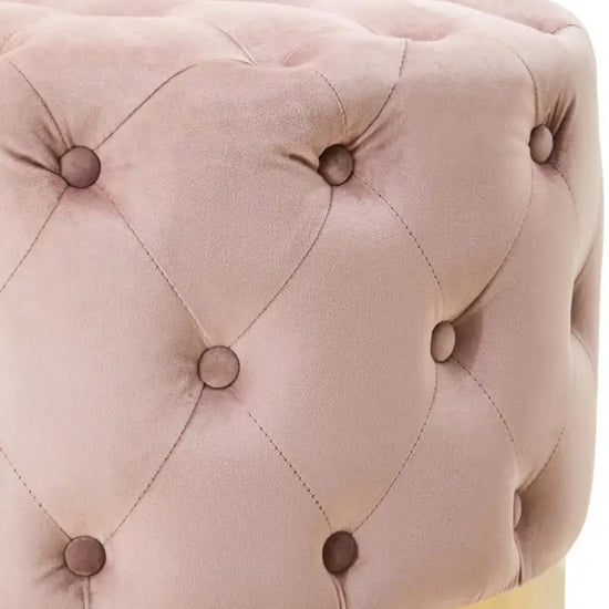 Loretta Velvet Stool In Dusky Pink With Matte Gold Finish Base