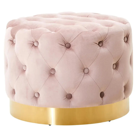 Loretta Velvet Stool In Dusky Pink With Matte Gold Finish Base
