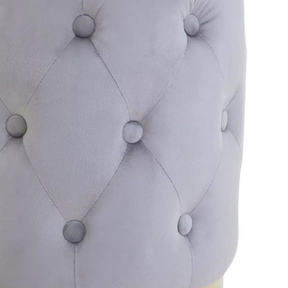 Loretta Velvet Button Tufted Stool In Grey