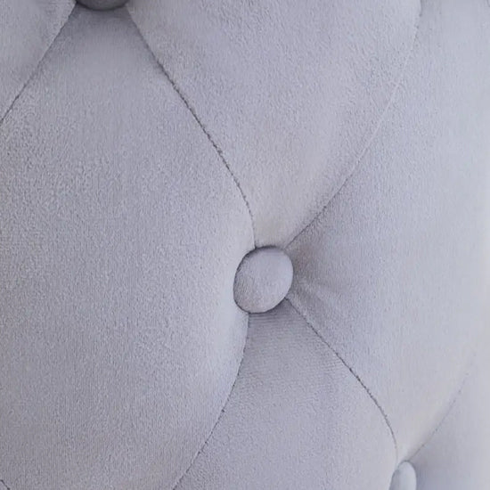 Loretta Velvet Button Tufted Stool In Grey