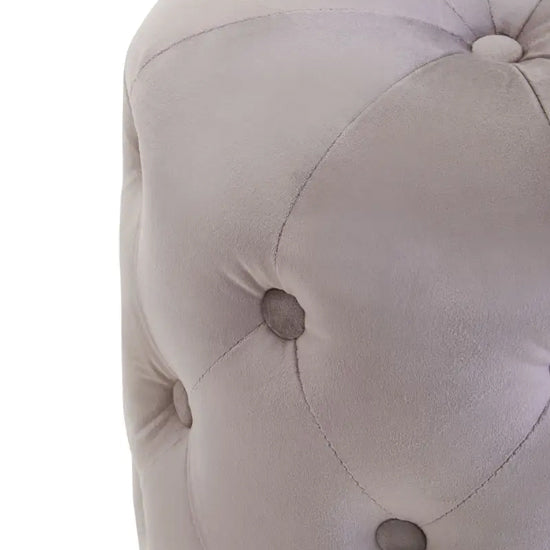 Loretta Velvet Button Tufted Stool In Mink