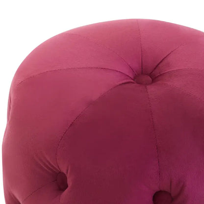 Loretta Velvet Button Tufted Stool In Wine