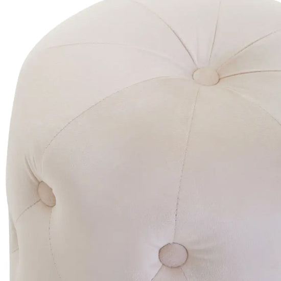 Loretta Velvet Button Tufted Stool In Stone