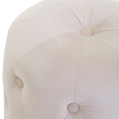 Loretta Velvet Button Tufted Stool In Stone