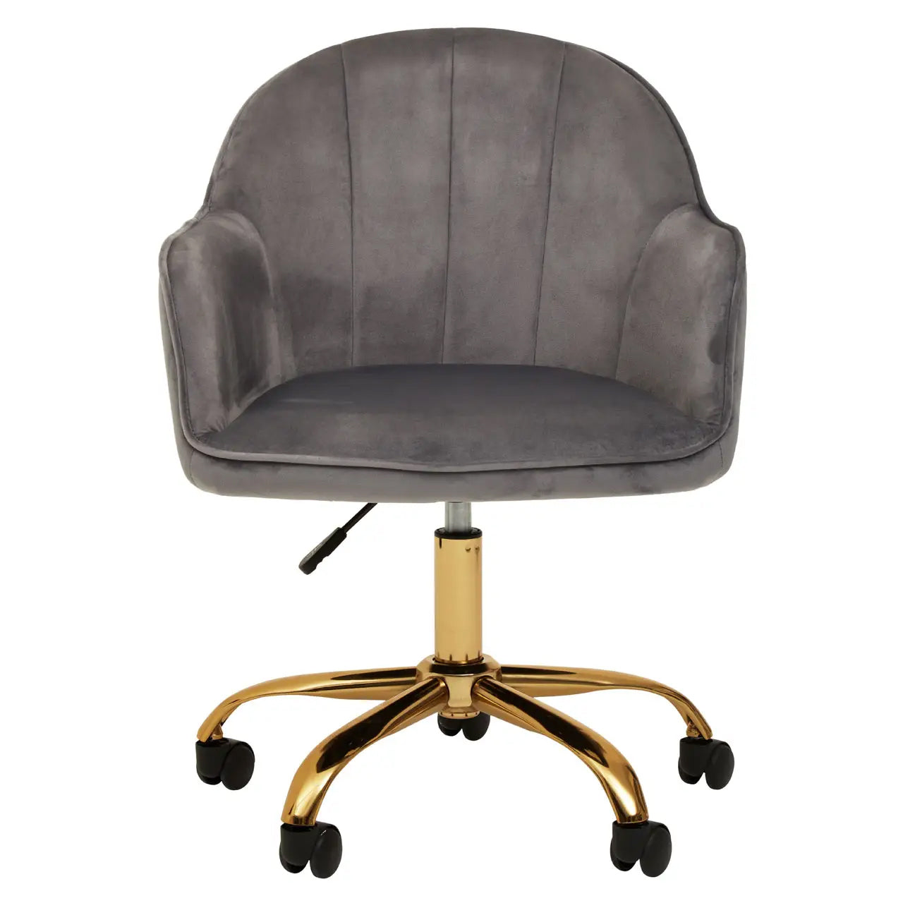 Brent Velvet Home And Office Chair In Dark Grey With Gold Base