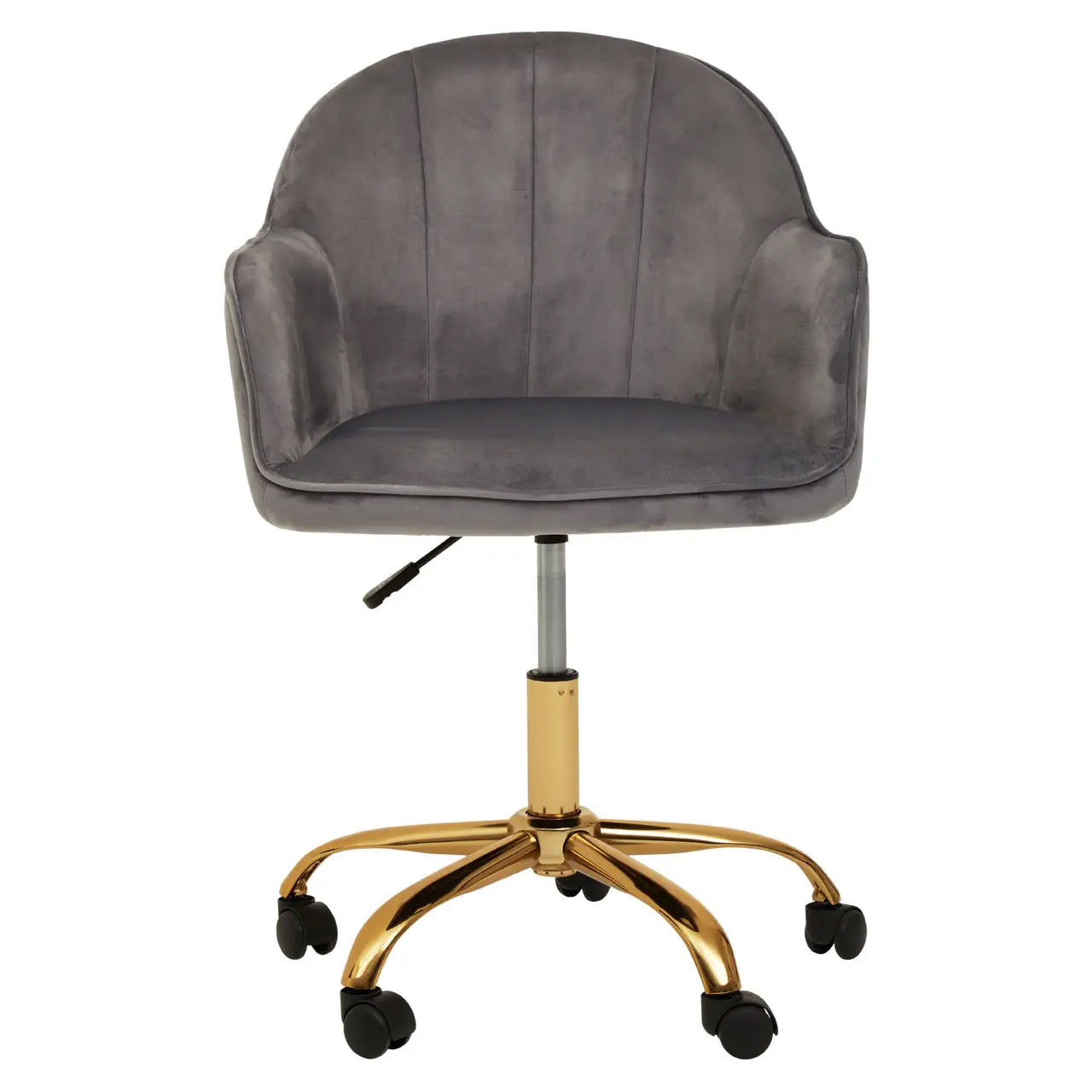 Brent Velvet Home And Office Chair In Dark Grey With Gold Base