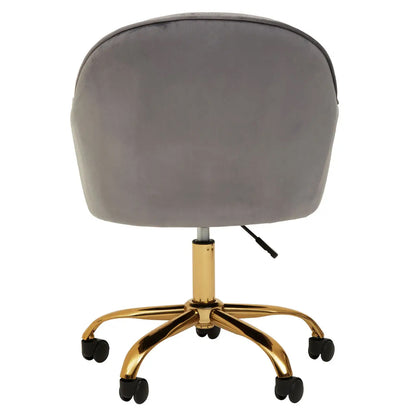 Brent Velvet Home And Office Chair In Dark Grey With Gold Base