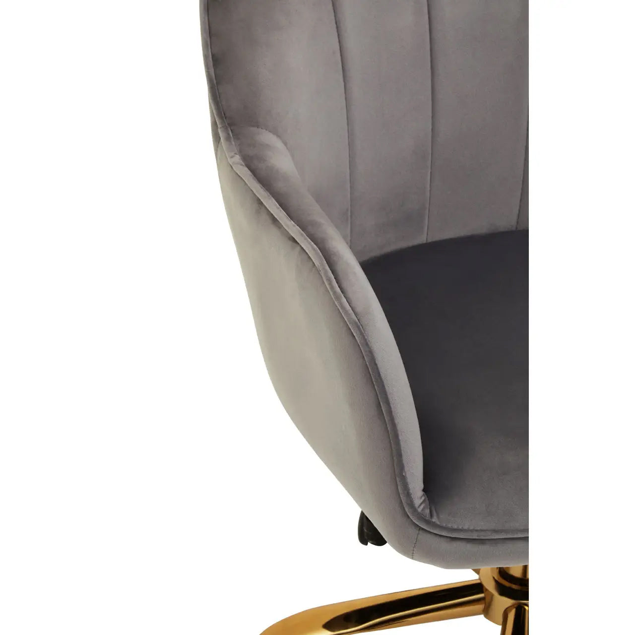 Brent Velvet Home And Office Chair In Dark Grey With Gold Base