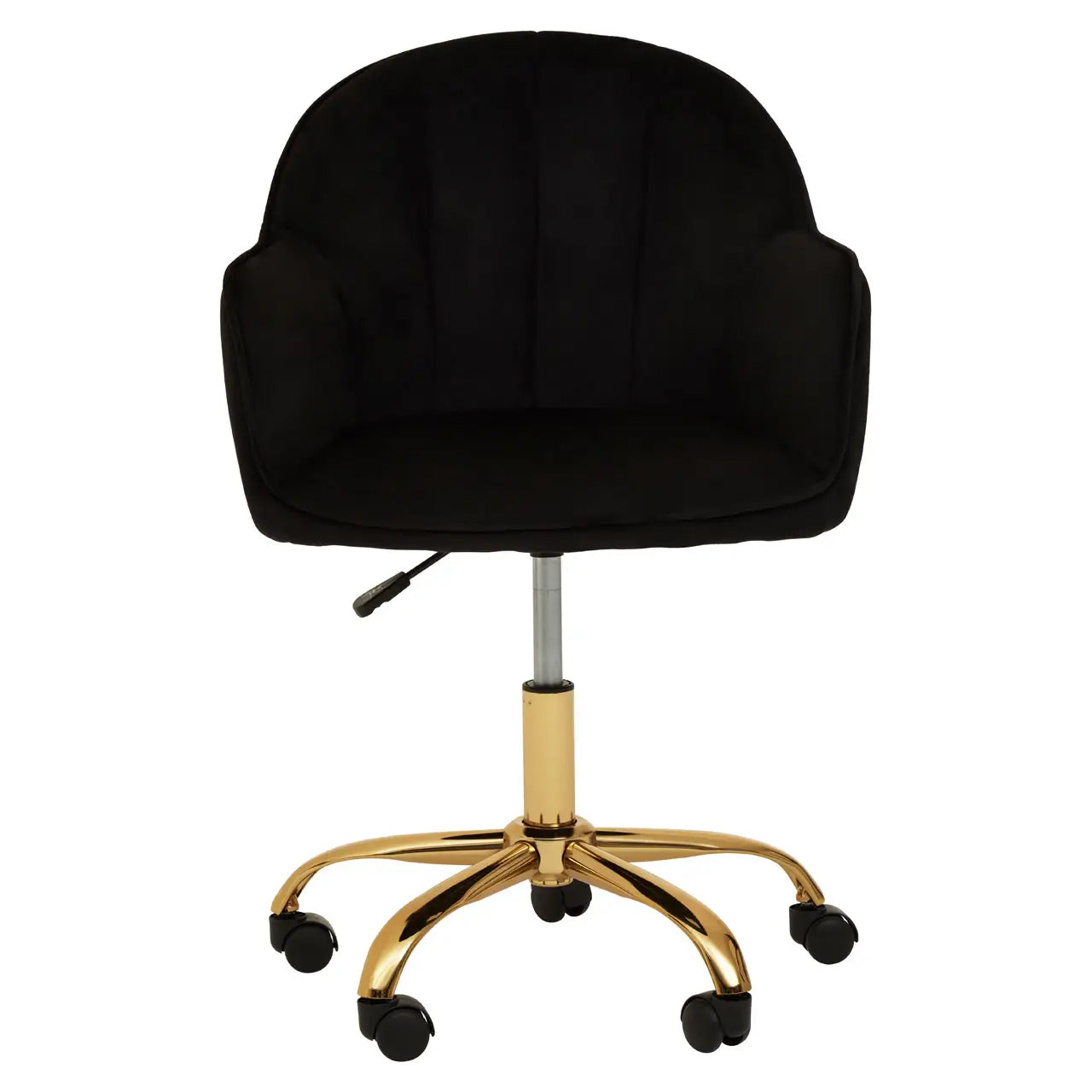 Brent Velvet Home And Office Chair In Black With Gold Base