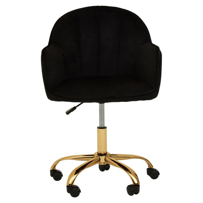 Brent Velvet Home And Office Chair In Black With Gold Base