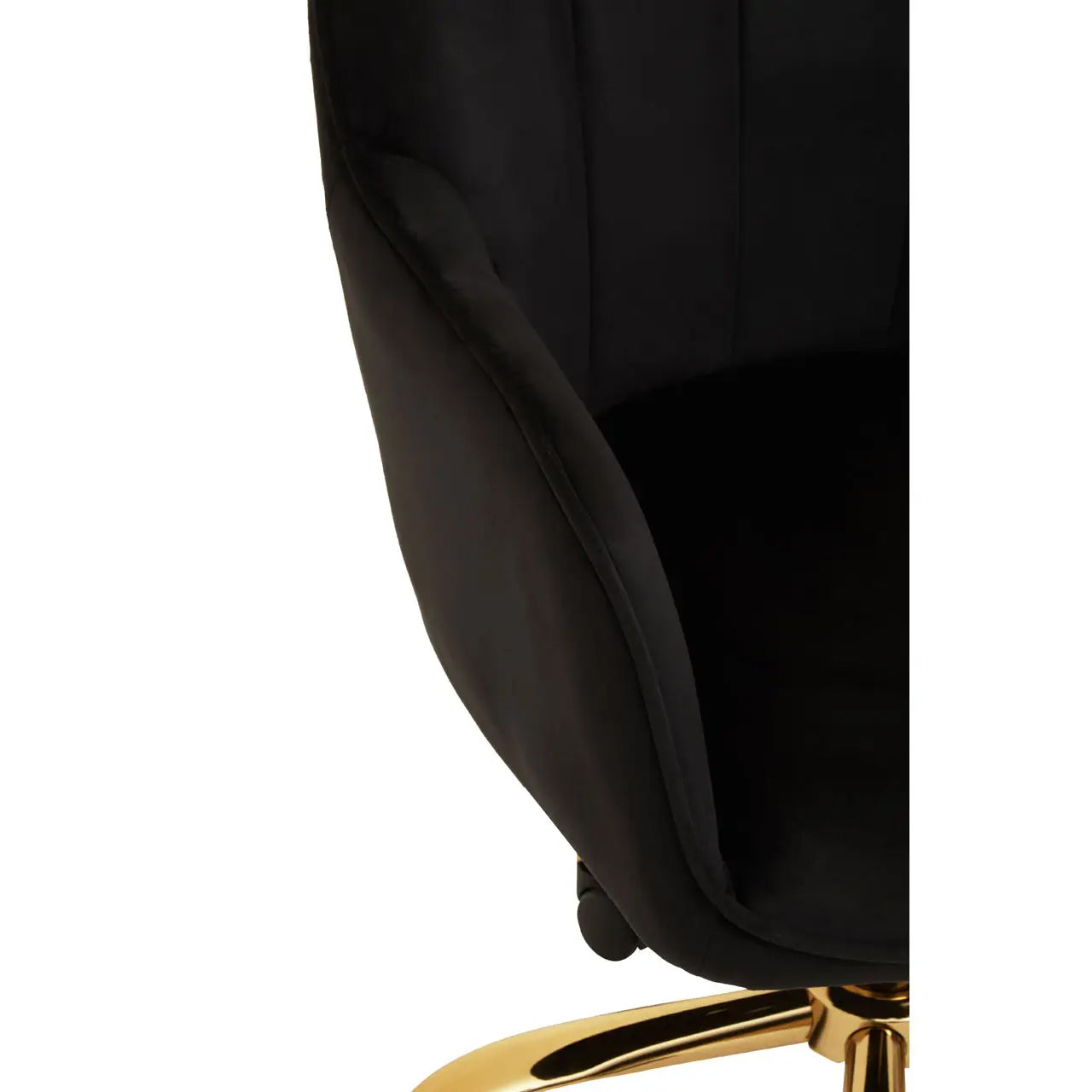 Brent Velvet Home And Office Chair In Black With Gold Base