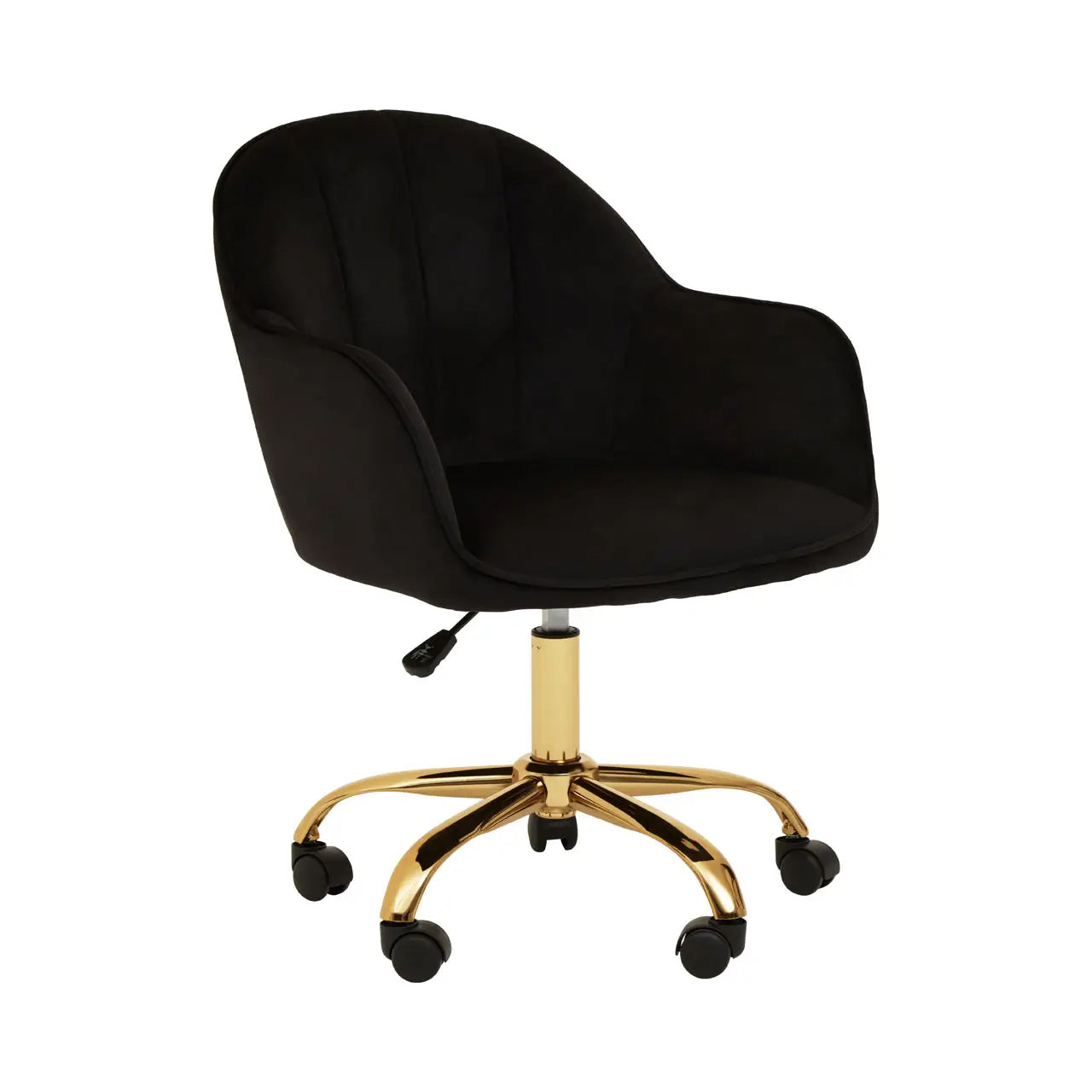 Brent Velvet Home And Office Chair In Black With Gold Base