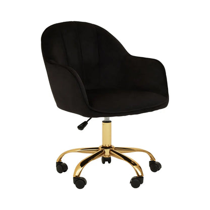 Brent Velvet Home And Office Chair In Black With Gold Base