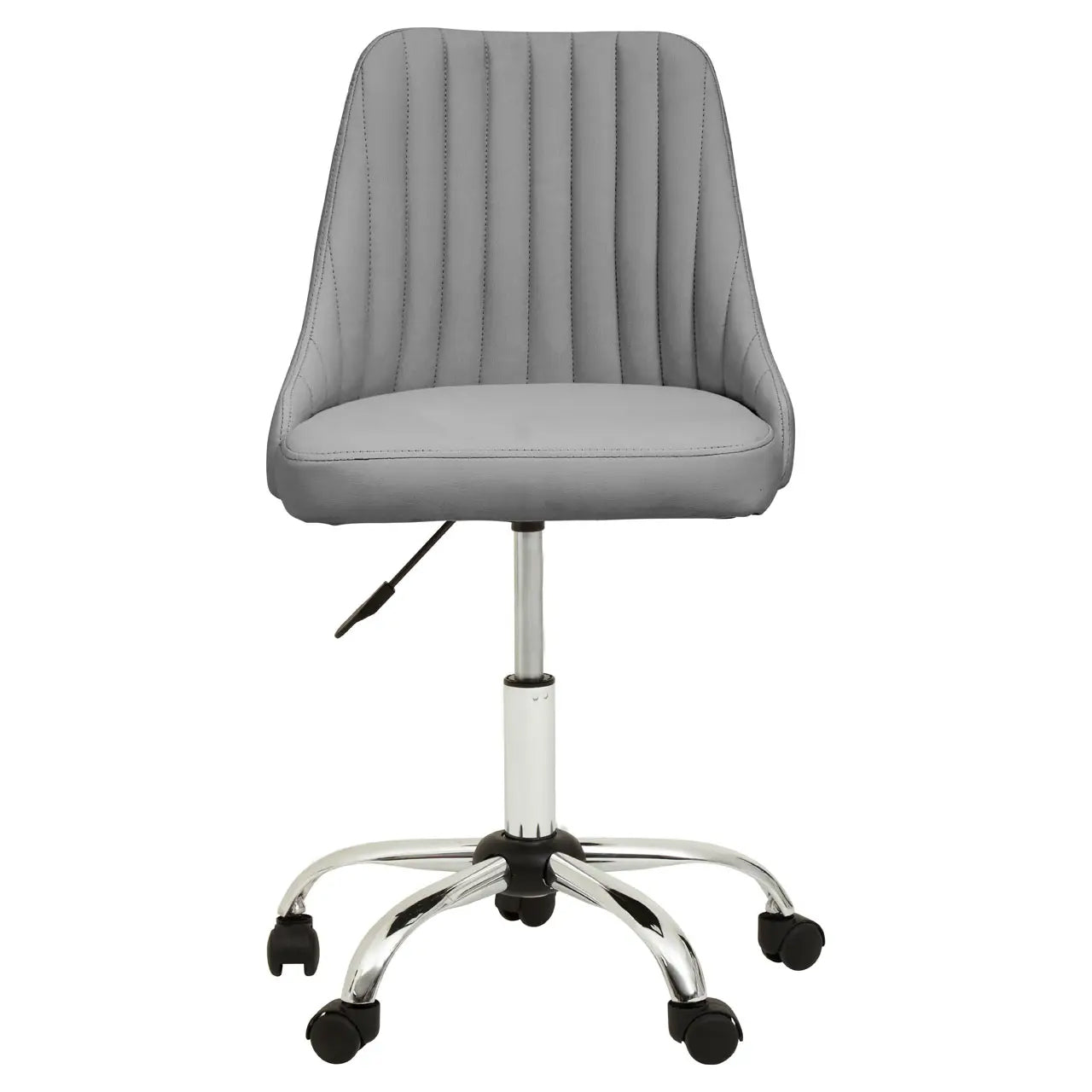Brent Faux Leather Home And Office Chair In Grey With Chrome Base