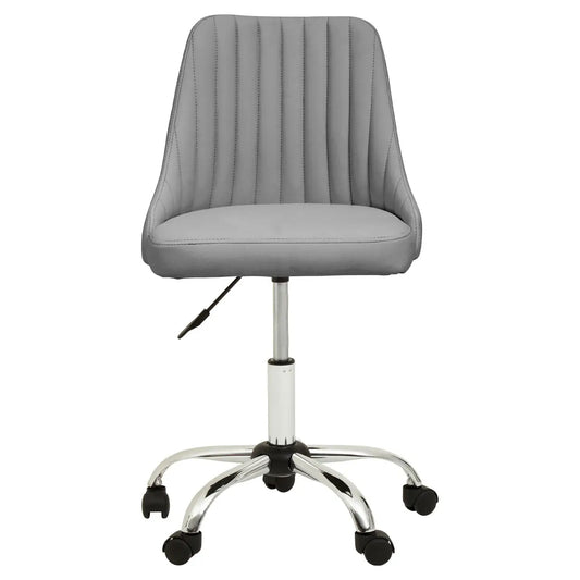 Brent Faux Leather Home And Office Chair In Grey With Chrome Base