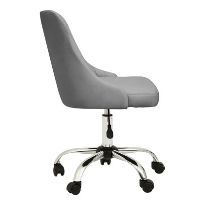 Brent Faux Leather Home And Office Chair In Grey With Chrome Base