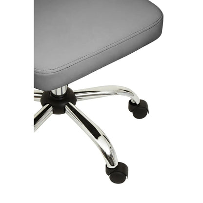 Brent Faux Leather Home And Office Chair In Grey With Chrome Base