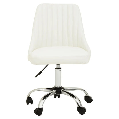 Brent Faux Leather Home And Office Chair In Off White