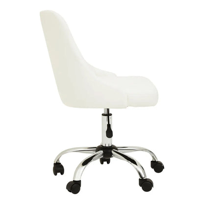 Brent Faux Leather Home And Office Chair In Off White