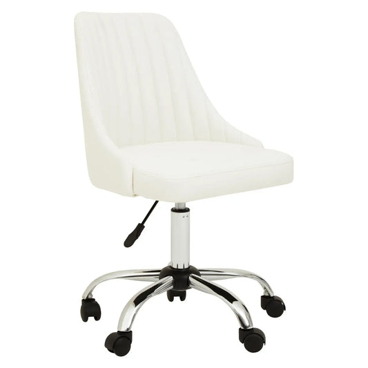 Brent Faux Leather Home And Office Chair In Off White