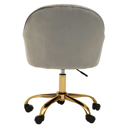 Brent Velvet Home And Office Chair In Light Grey With Gold Base