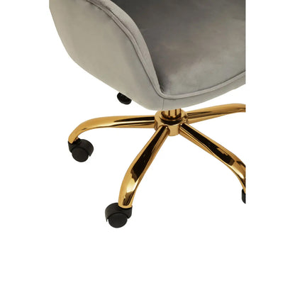 Brent Velvet Home And Office Chair In Light Grey With Gold Base