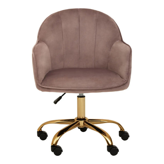 Brent Velvet Home And Office Chair In Pink With Gold Base
