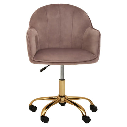 Brent Velvet Home And Office Chair In Pink With Gold Base