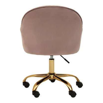 Brent Velvet Home And Office Chair In Pink With Gold Base