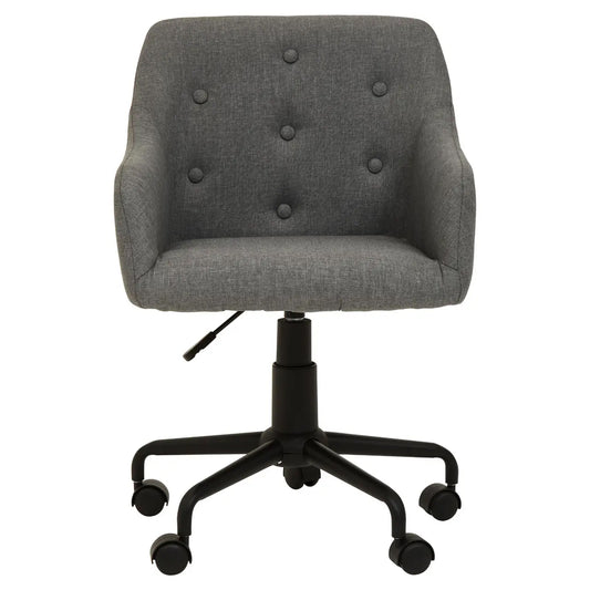 Brent Tufted Fabric Home And Office Chair In Grey With Black Base