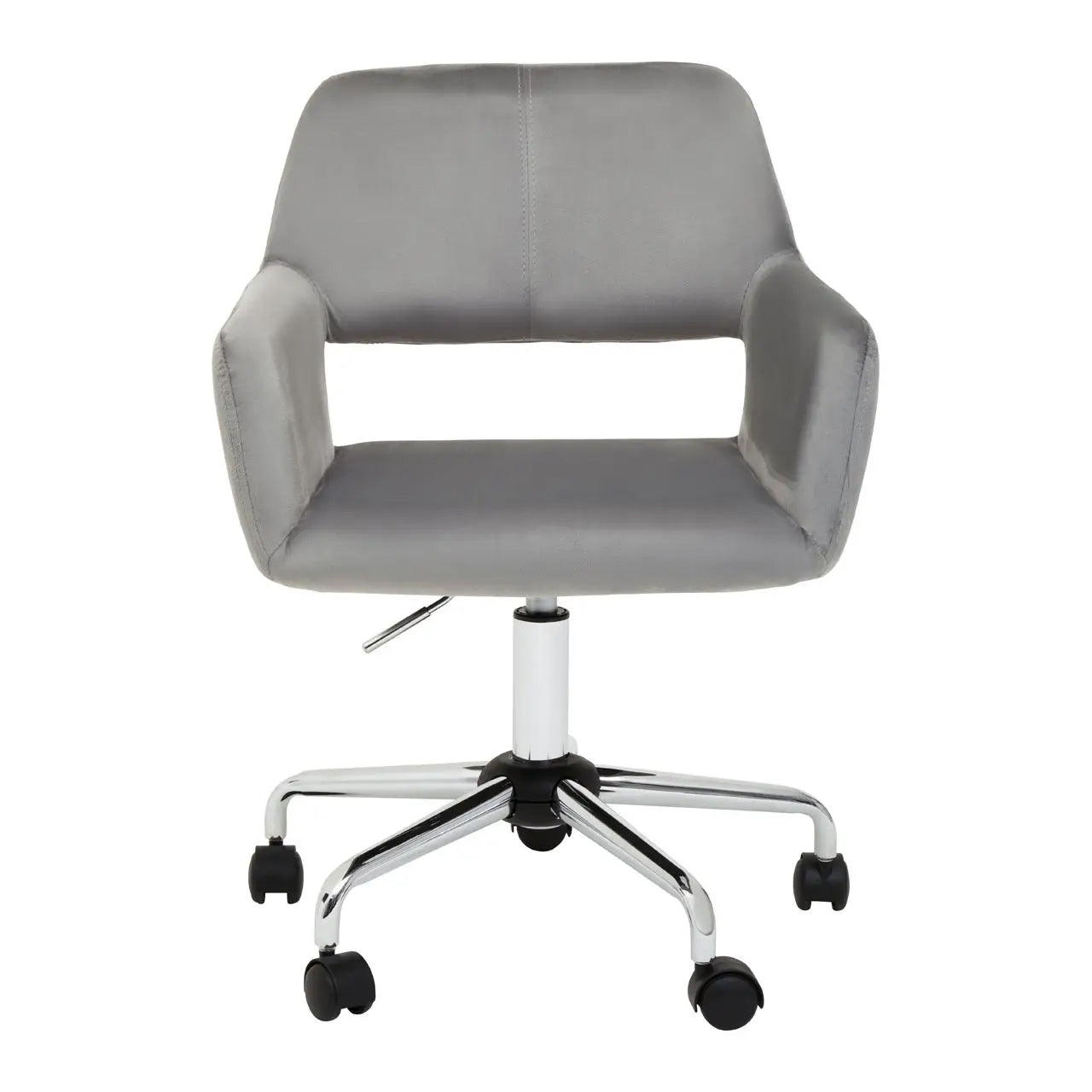 Brent Velvet Home And Office Chair In Grey With Chrome Base