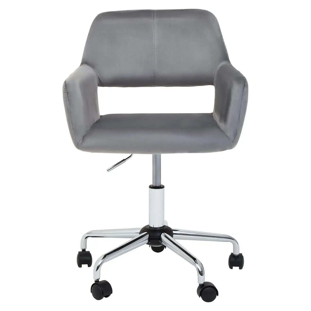 Brent Velvet Home And Office Chair In Grey With Chrome Base