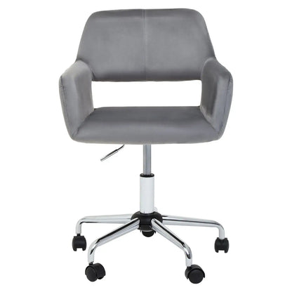 Brent Velvet Home And Office Chair In Grey With Chrome Base