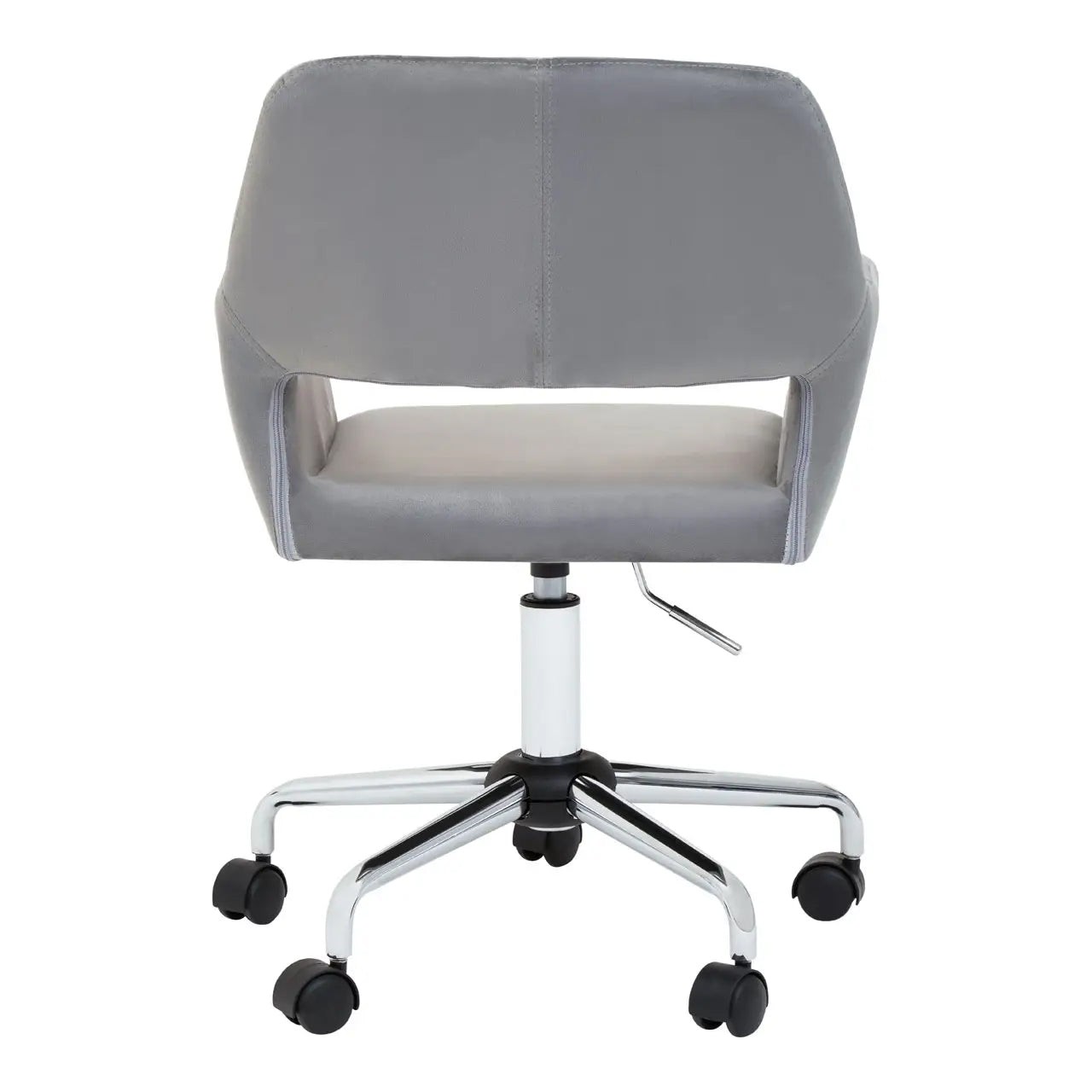 Brent Velvet Home And Office Chair In Grey With Chrome Base