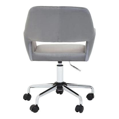 Brent Velvet Home And Office Chair In Grey With Chrome Base