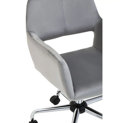 Brent Velvet Home And Office Chair In Grey With Chrome Base